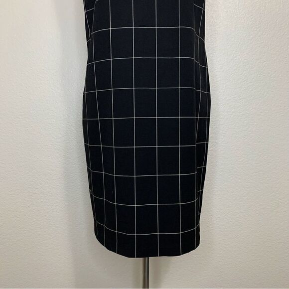 Lauren Ralph Lauren Windowpane Plaid Leather Trim Sheath Dress - Picture 7 of 13